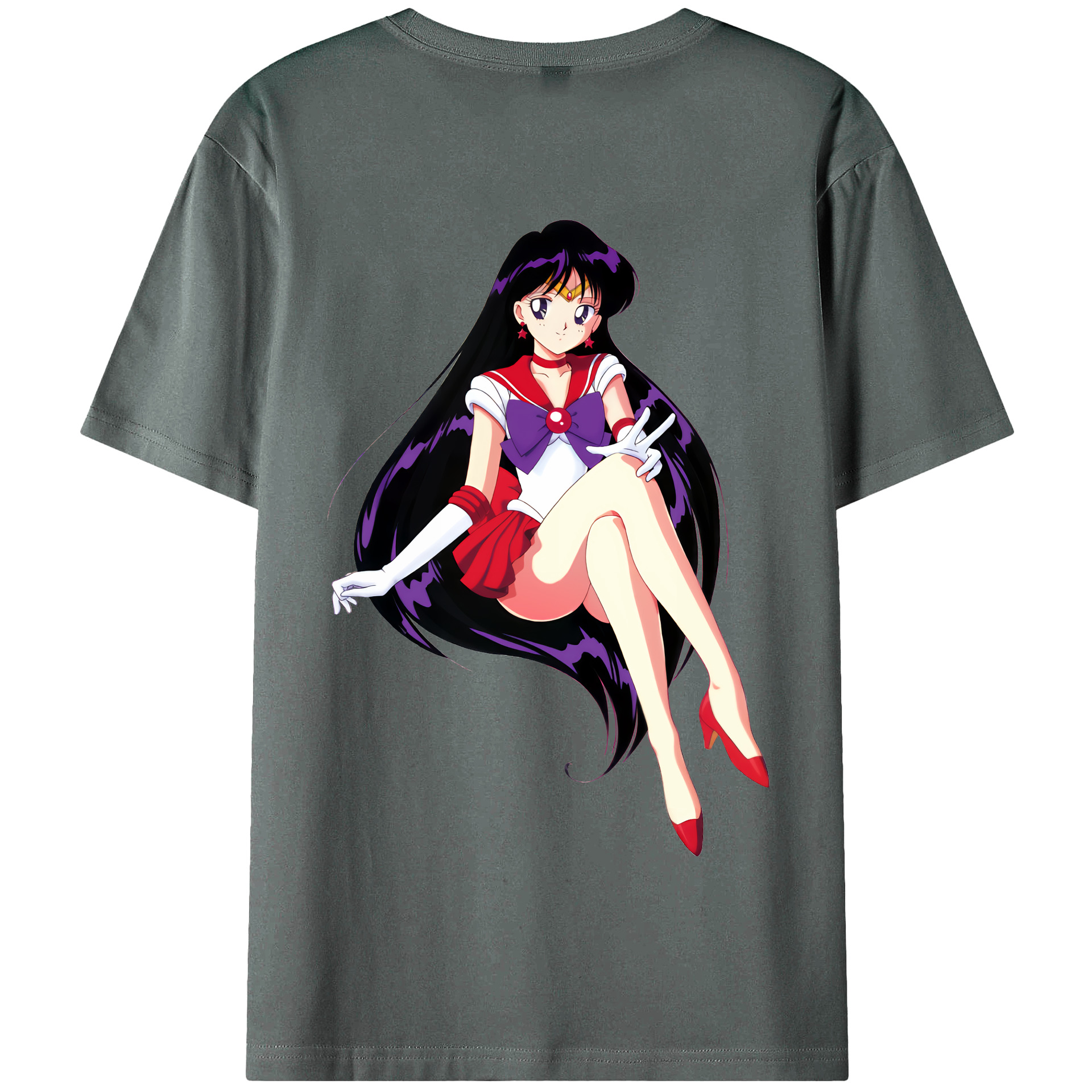 （画像用） 美少女戦士セーラームーン 火野レイ ひの レイ Sailor Moon Hino Rei （セーラーマーズ,Sailor Mars） 綿100％半袖Tシャツ（背面プリント）